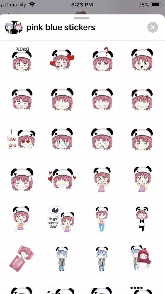 Tangkapan layar pink blue stickers
