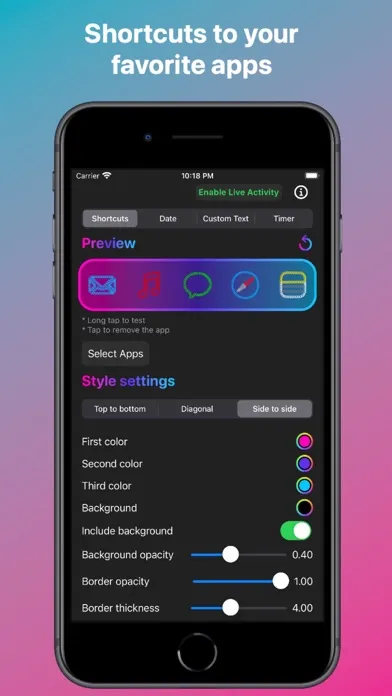 Edgy: Live Activities & Widget Screenshots