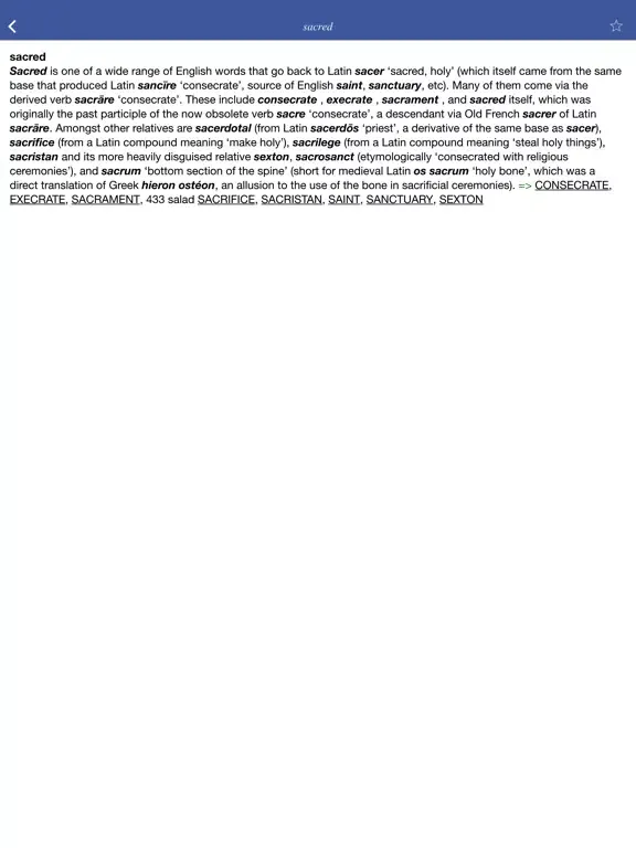 Word Origin Dictionary - a dictionary of etymology iPad  Screenshots