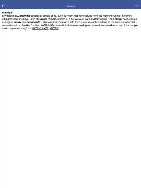 Word Origin Dictionary - a dictionary of etymology iPad  Screenshots
