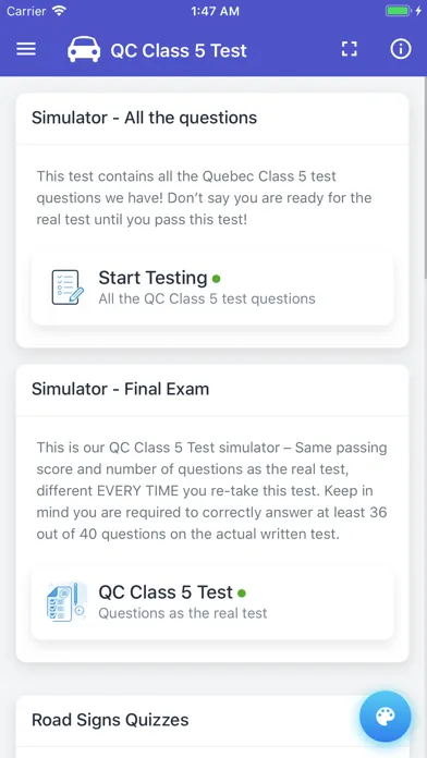 Quebec Class 5 Driving Test Screenshots