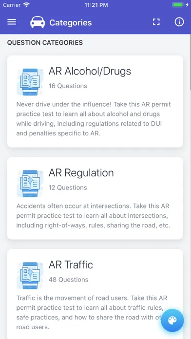 Ảnh chụp màn hình của Arkansas DMV Permit Test