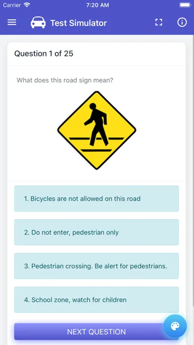 Tangkapan layar Colorado DMV Permit Test