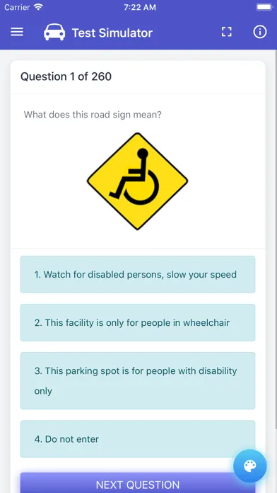 Tangkapan layar Colorado DMV Permit Test