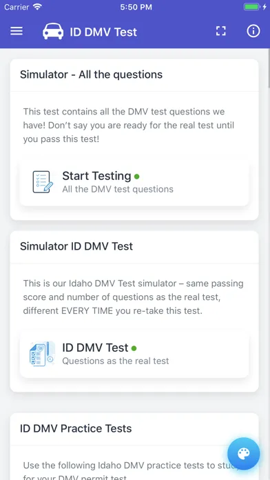 Screenshot di Idaho DMV Permit Test