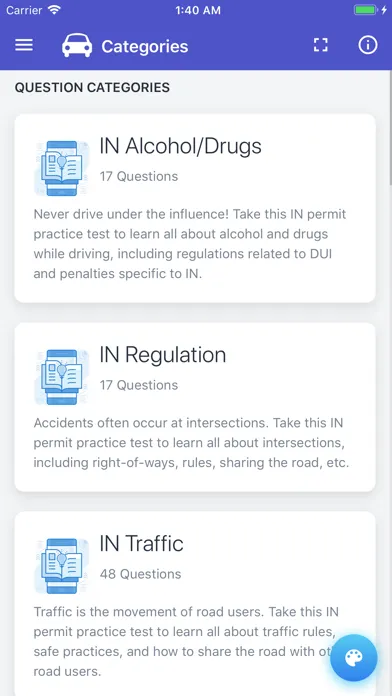 Capturas de pantalla de Indiana BMV Practice Exam