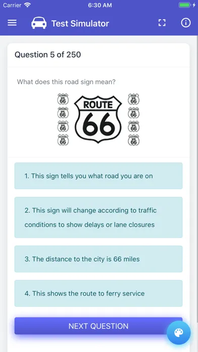 Zrzuty ekranu Kansas DMV Permit Test