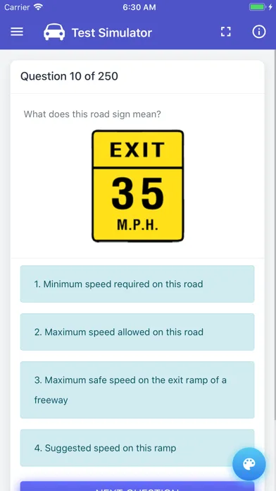 Zrzuty ekranu Kansas DMV Permit Test
