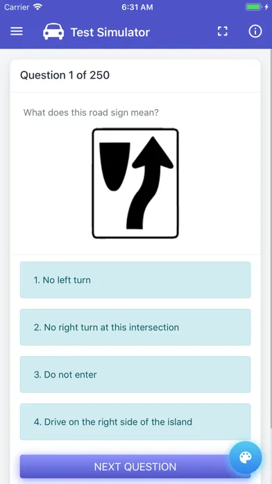 Zrzuty ekranu Kansas DMV Permit Test