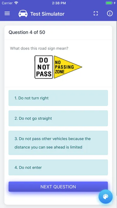 Capturas de tela do Utah DMV Permit Test