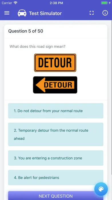 Capturas de tela do Utah DMV Permit Test