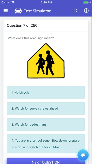 Capturas de tela do Utah DMV Permit Test