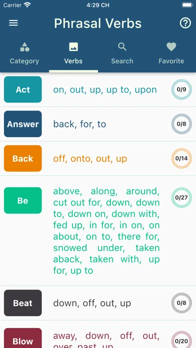Скриншоты English Phrasal Verbs App