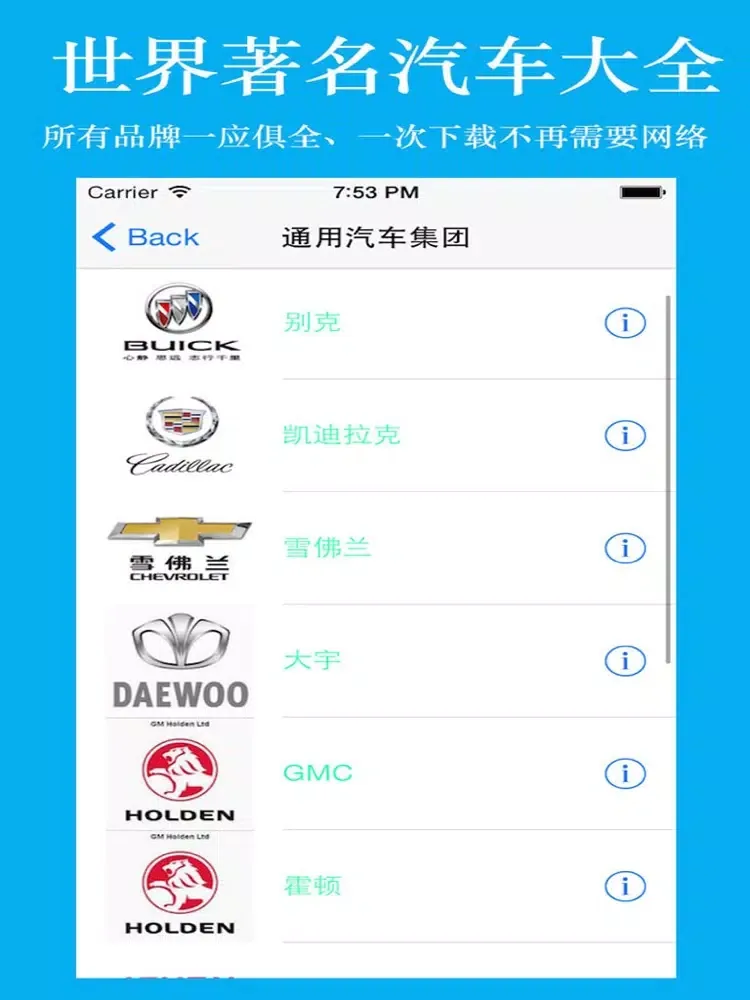 世界著名汽车大全 iPad 应用截图