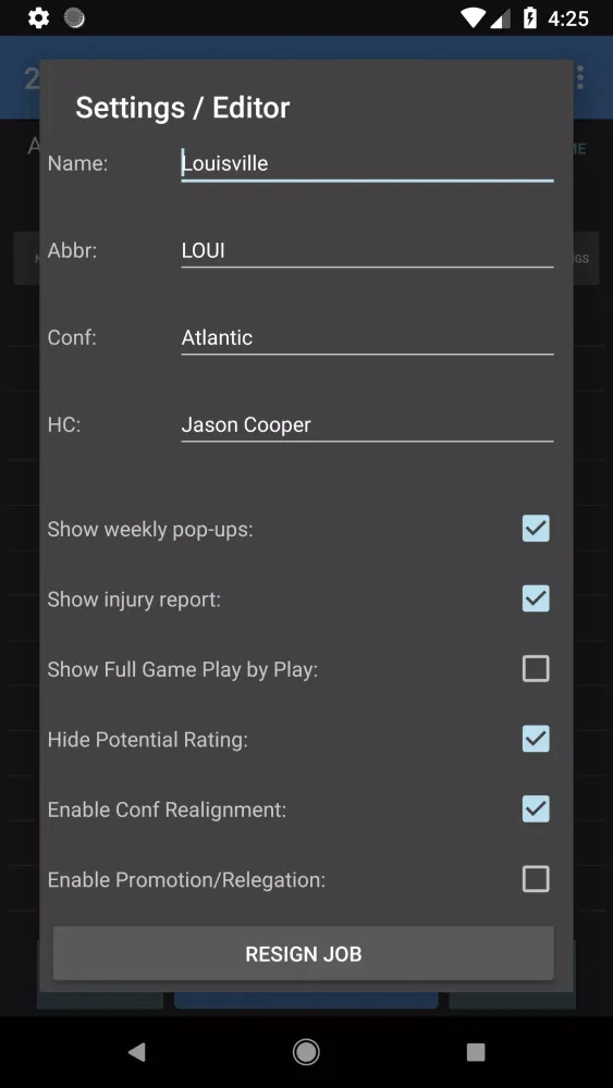 College Football Coach: Career Screenshots