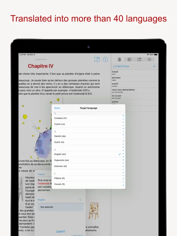 Tangkapan layar Read and Learn iPad 
