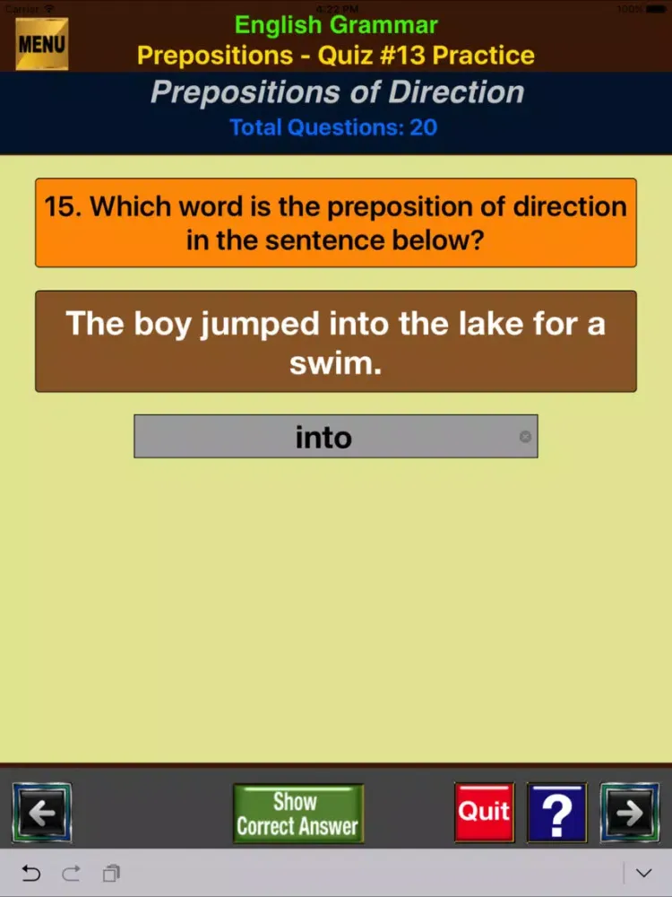 Скриншоты easyLearn Prepositions in English Grammar iPad 