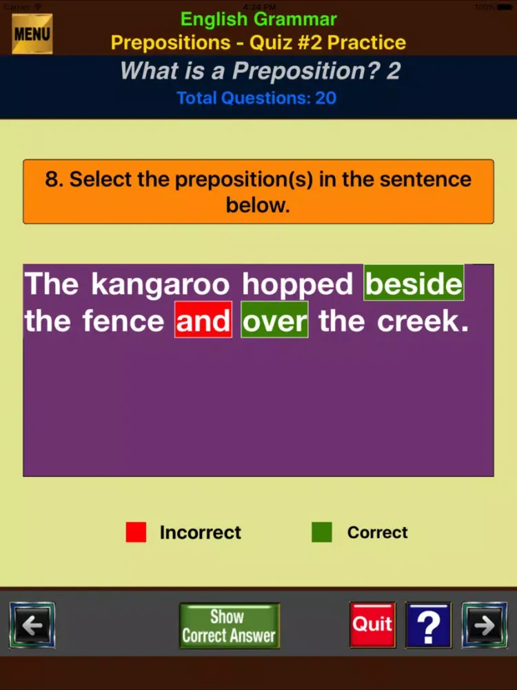 Скриншоты easyLearn Prepositions in English Grammar iPad 