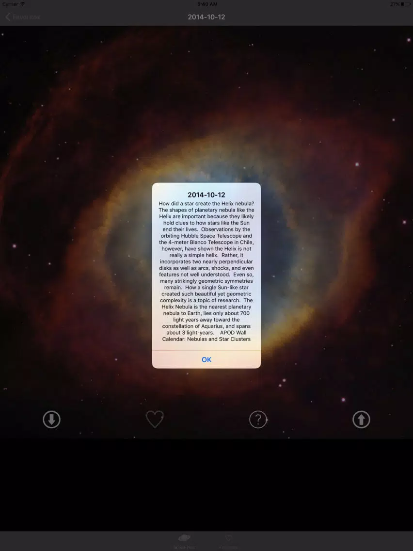 Ảnh chụp màn hình của Space Pictures iPad 
