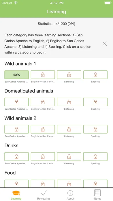 Ảnh chụp màn hình của SanCarlos Apache Vocab Builder