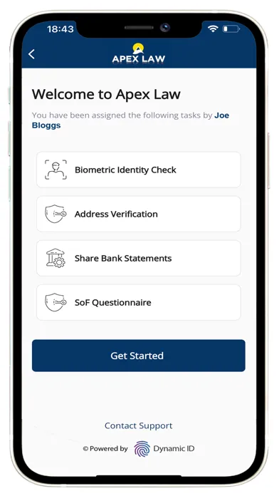 Zrzuty ekranu Apex Law Client Onboarding