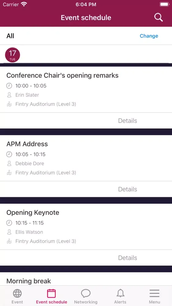 Captures d'écran de APM Conferences
