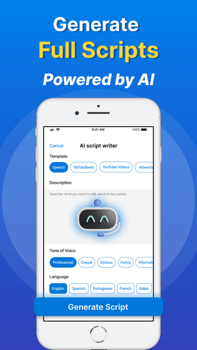 Tangkapan layar Teleprompter - AI Captions App