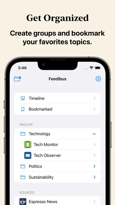 Tangkapan layar Feedibus — RSS Feed Reader