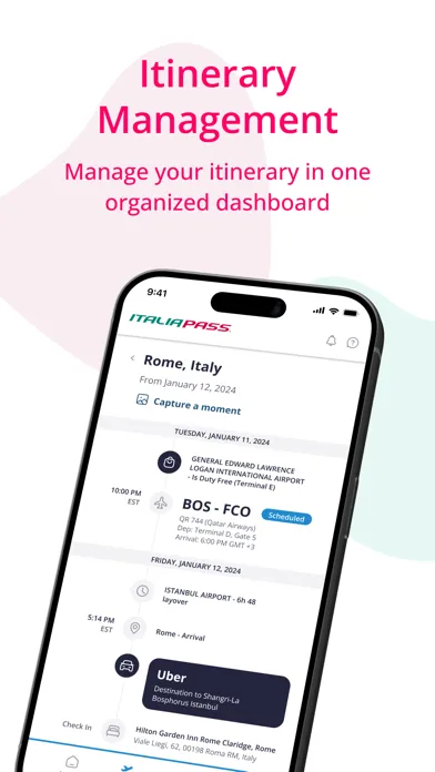 Capturas de tela do ItaliaPass