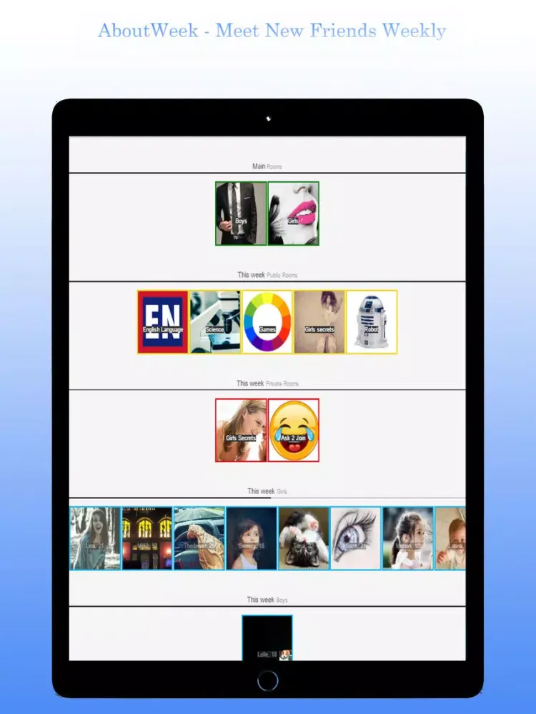 AboutWeek - Meet New Friends Weekly iPad  سکرین شاٹس