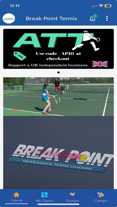 Ảnh chụp màn hình của Break point tennis Coaching