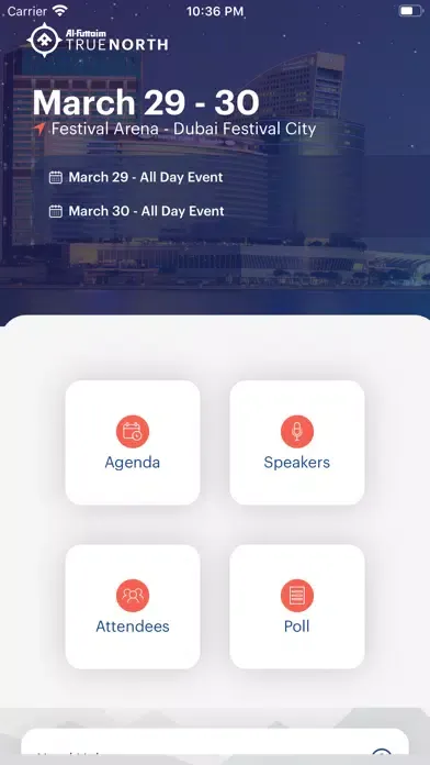 Capturas de tela do True North conference