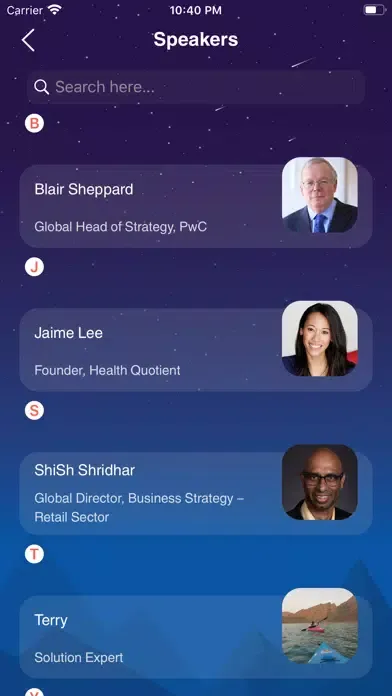 Capturas de tela do True North conference
