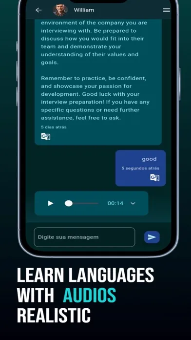Capturas de tela do Speak AI App