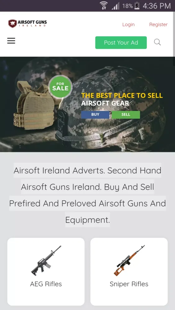Capturas de tela do Airsoft Adverts Ireland