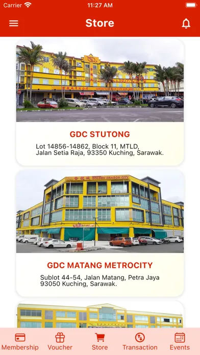 Capturas de tela do GDC e-Card