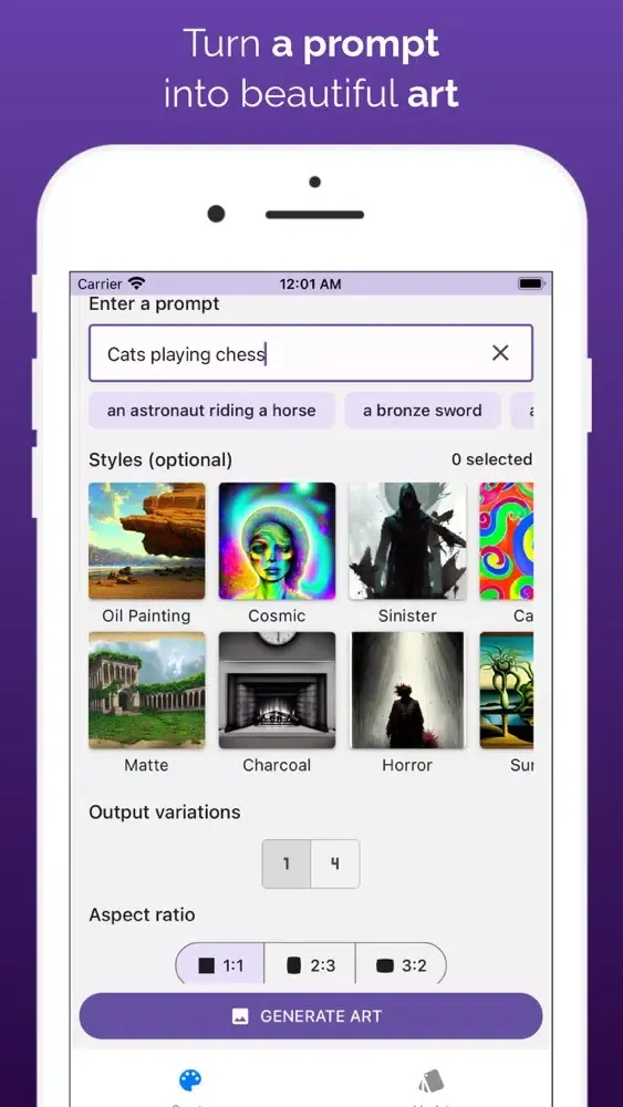 Capturas de pantalla de Arturo | AI Art Generator