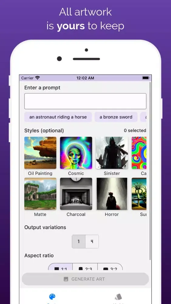 Capturas de pantalla de Arturo | AI Art Generator