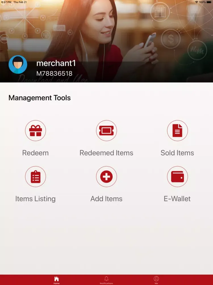 Ảnh chụp màn hình của HiM Merchant iPad 