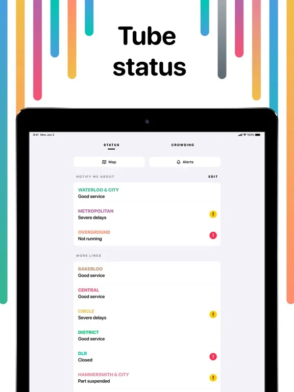 Ảnh chụp màn hình của Tube crowding, map & status iPad 