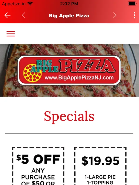 تصاویر Big Apple Pizza NJ iPad 