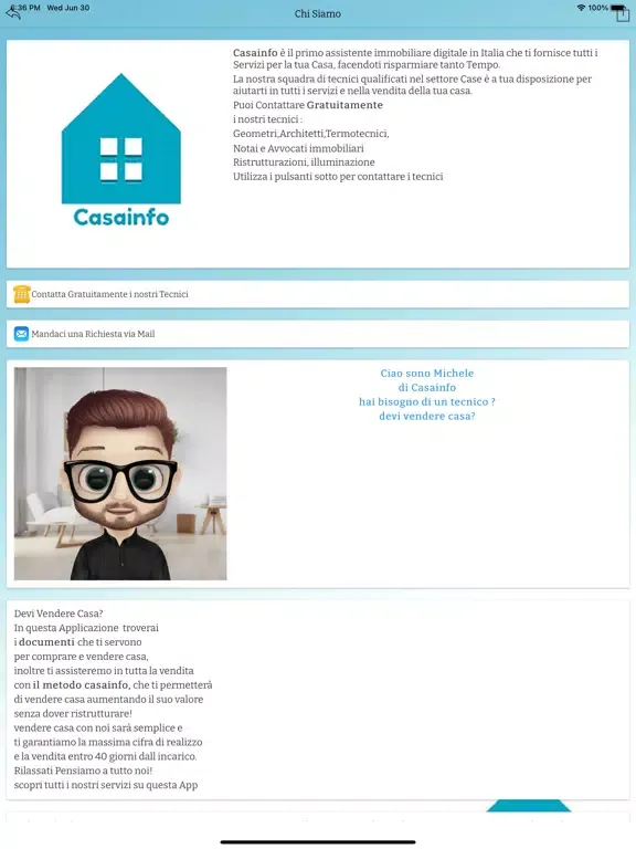 Tangkapan layar Casainfo di Gina Maria Venturi iPad 