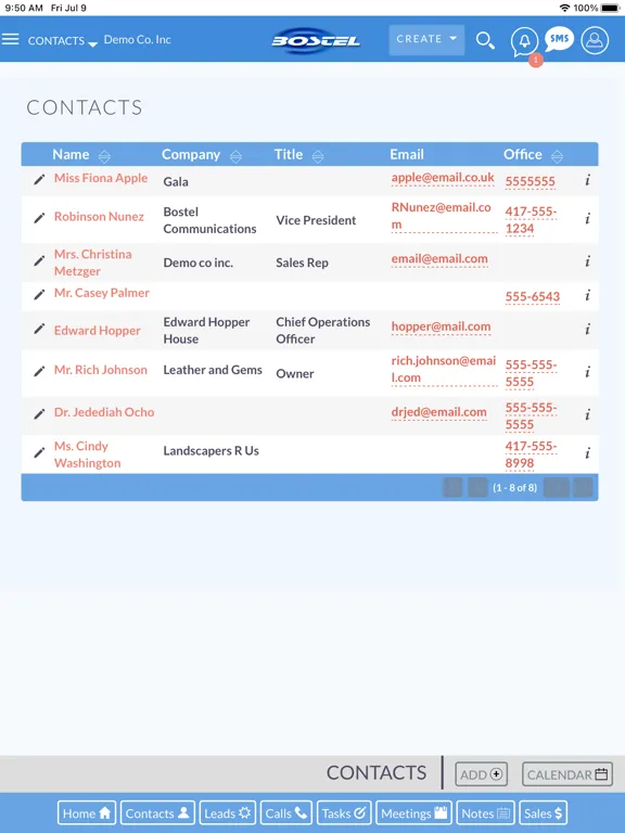 Captures d'écran de Bostel Workgroup CRM iPad 