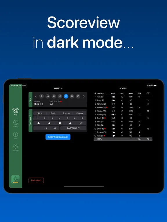 ภาพหน้าจอของ Bridge Score Keeper iPad 