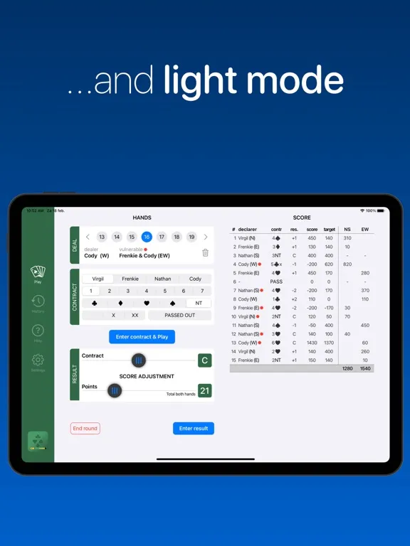 ภาพหน้าจอของ Bridge Score Keeper iPad 