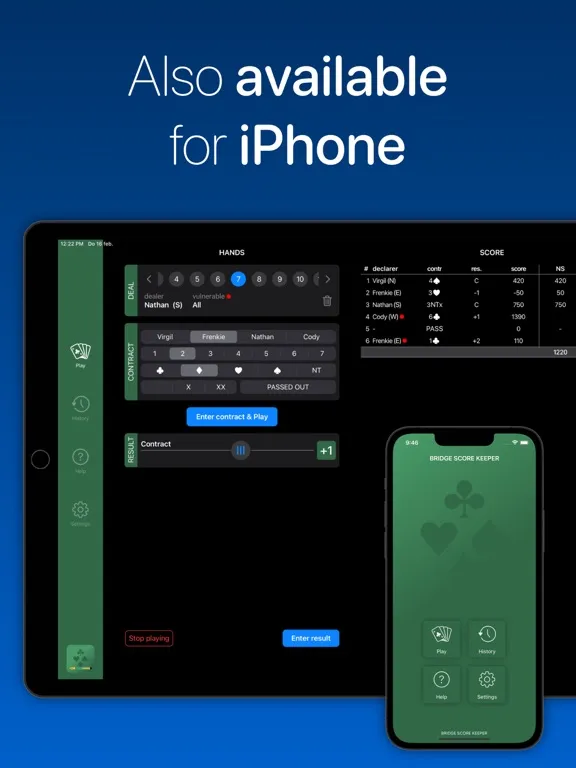 ภาพหน้าจอของ Bridge Score Keeper iPad 