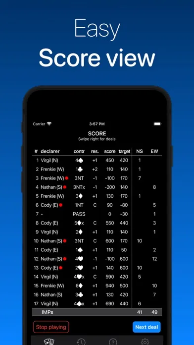 ภาพหน้าจอของ Bridge Score Keeper