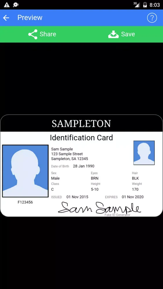 Captures d'écran de Fake ID Generator