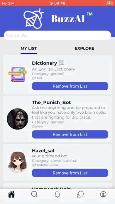 Zrzuty ekranu Buzz Chat - AI Social Network