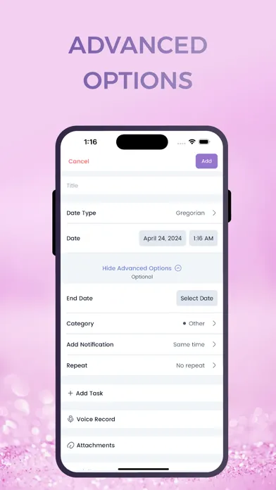 Capturas de tela do My Events & Tasks